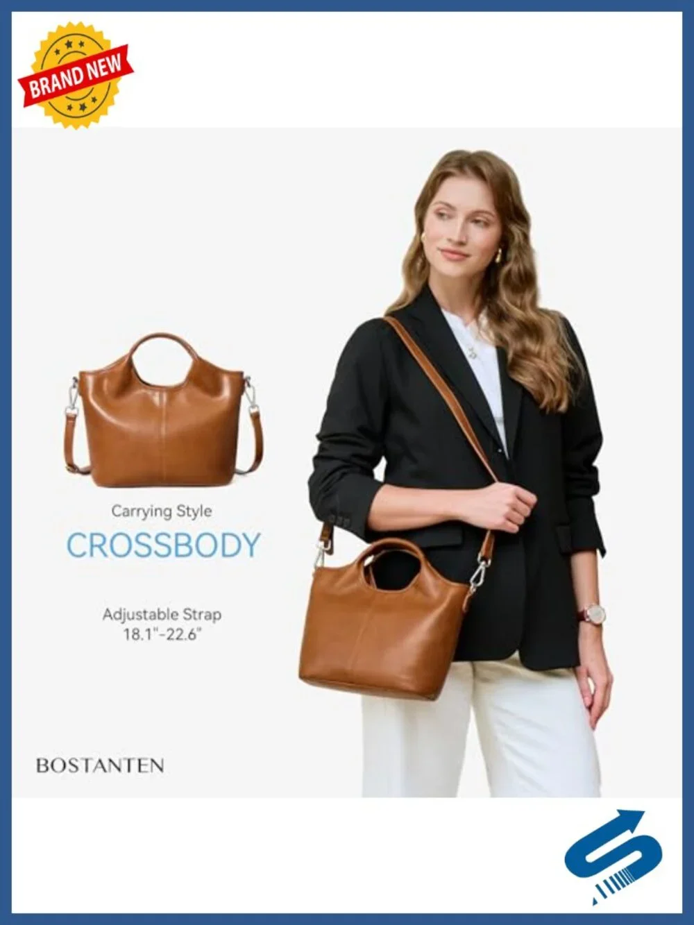 Vegan Leather Crossbody Satchel Purse with Adjustable Strap